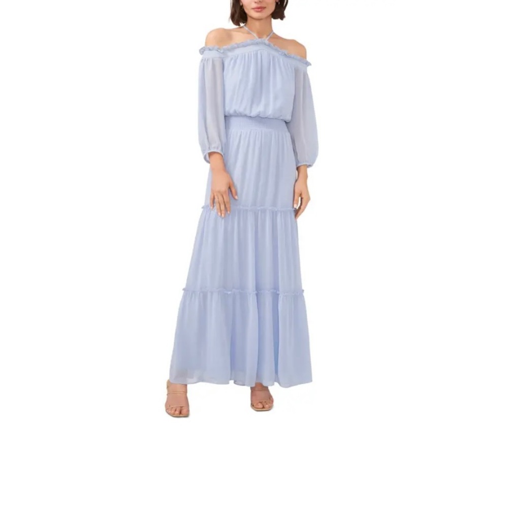 NWT Halogen Off-the-Shoulder Dusty Blue Maxi Dress Size XL